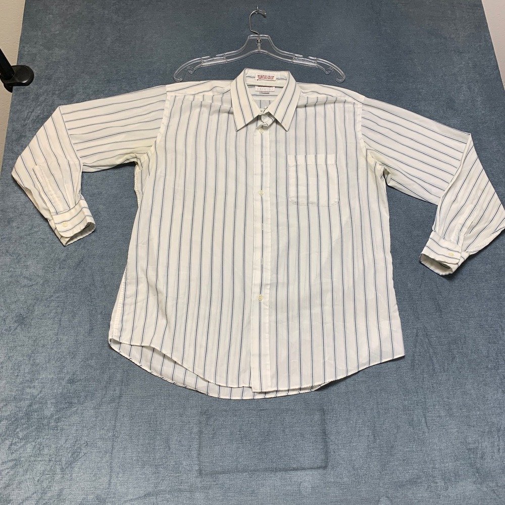 VTG Windridge Dress Shirt Mens 16.5 White Striped Classic Fit Business Office